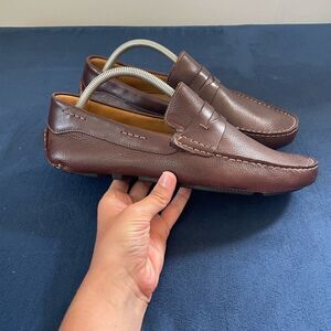 Massimo Matteo Firenze Shoes Men’s 10.5 M Brown Leather Driver Penny Loafers